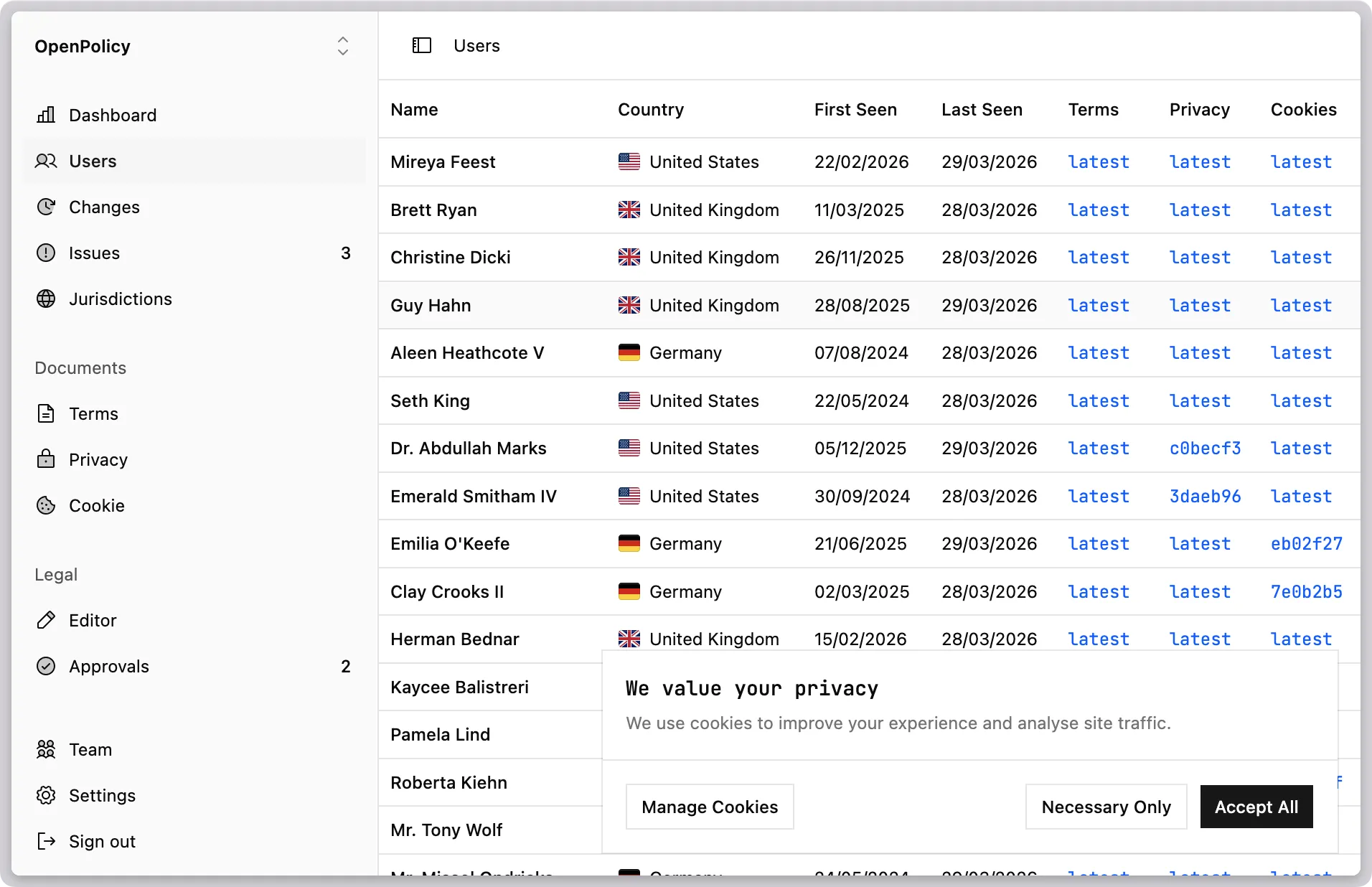 Cookie banner components