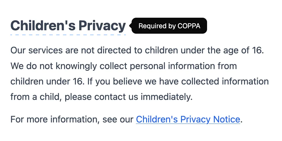 A terms of service heading with a shadcn tooltip showing a plain-English explanation of the clause